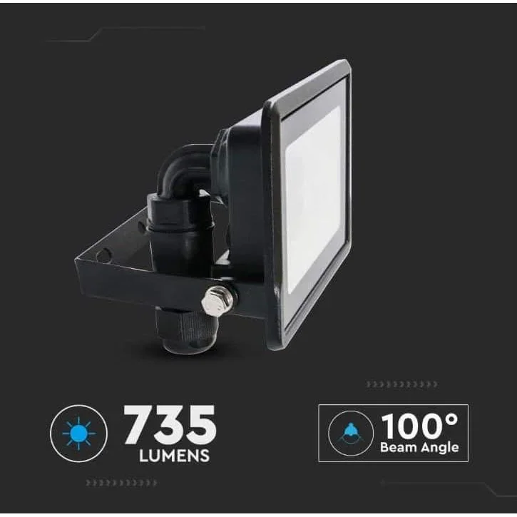 VT-118 LED-Flutlicht - 10 W - 735 Lm - 6500K - Schwarz - 0