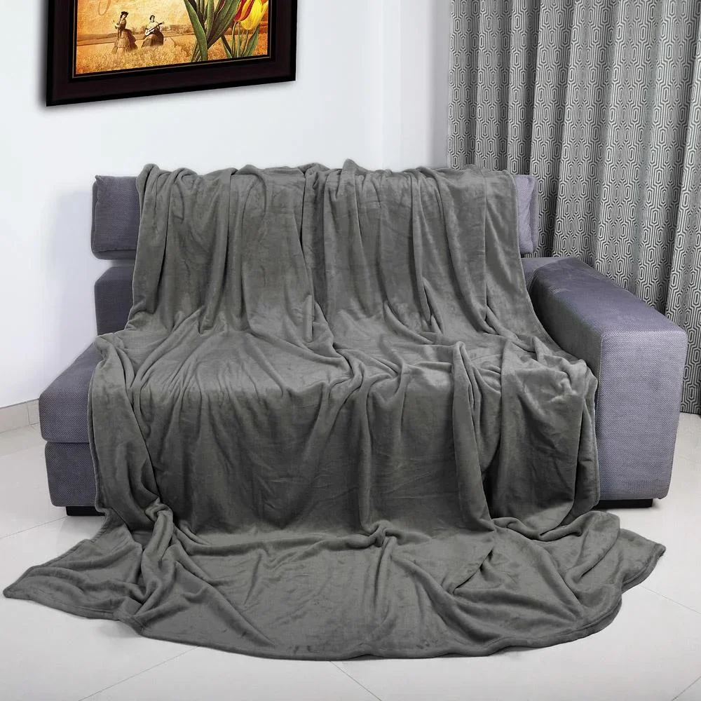 Mikrofaser-Decke 240x220cm - dunkelgrau - 0