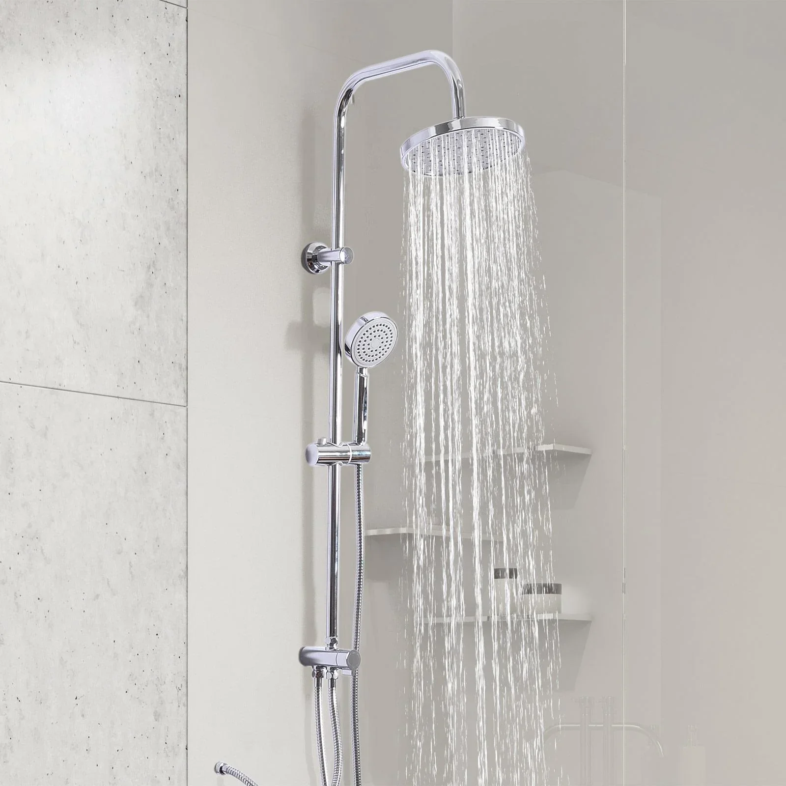 Duscharmatur Regendusche Duschsystem Silber L47 x B20 x H103 cm - 0