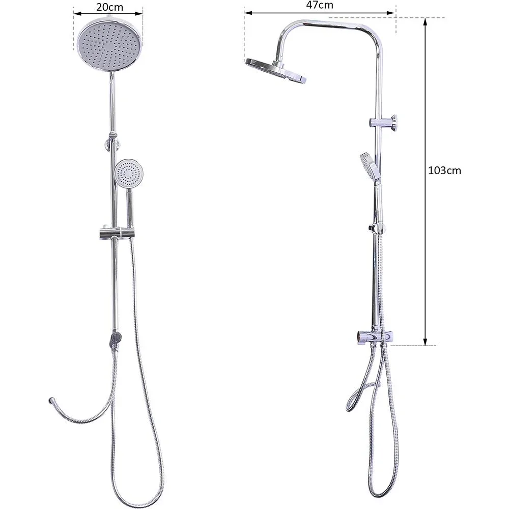 Duscharmatur Regendusche Duschsystem Silber L47 x B20 x H103 cm - 2