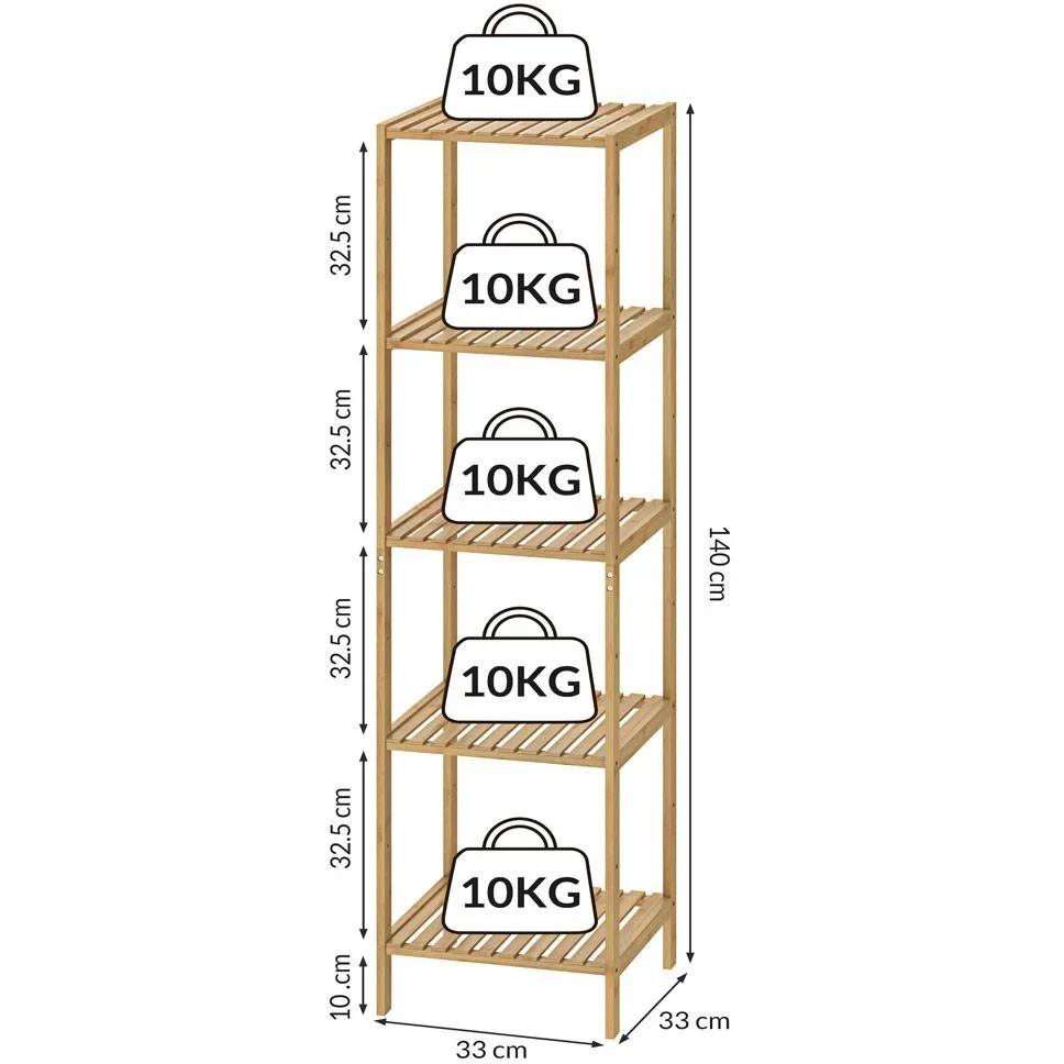 Stehende Bad-/Wohnzimmerschrank Bambus 140x33x33cm - 1