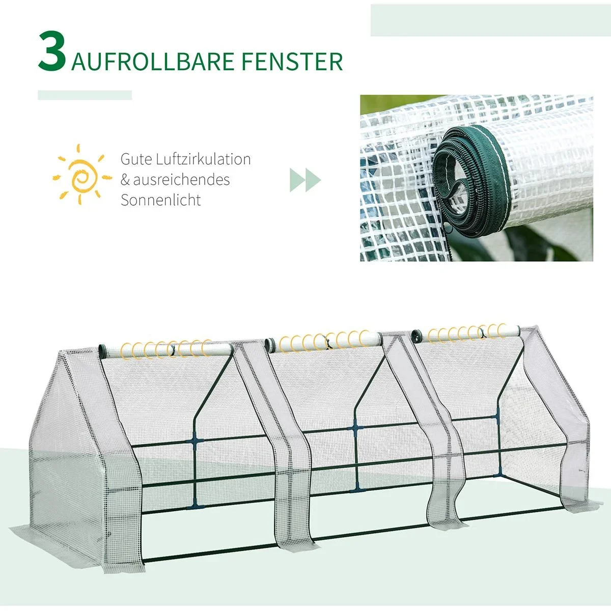 Folientunnel mit 3 Türen weiß - 2