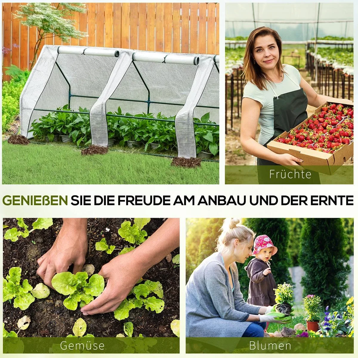 Folientunnel mit 3 Türen weiß - 4