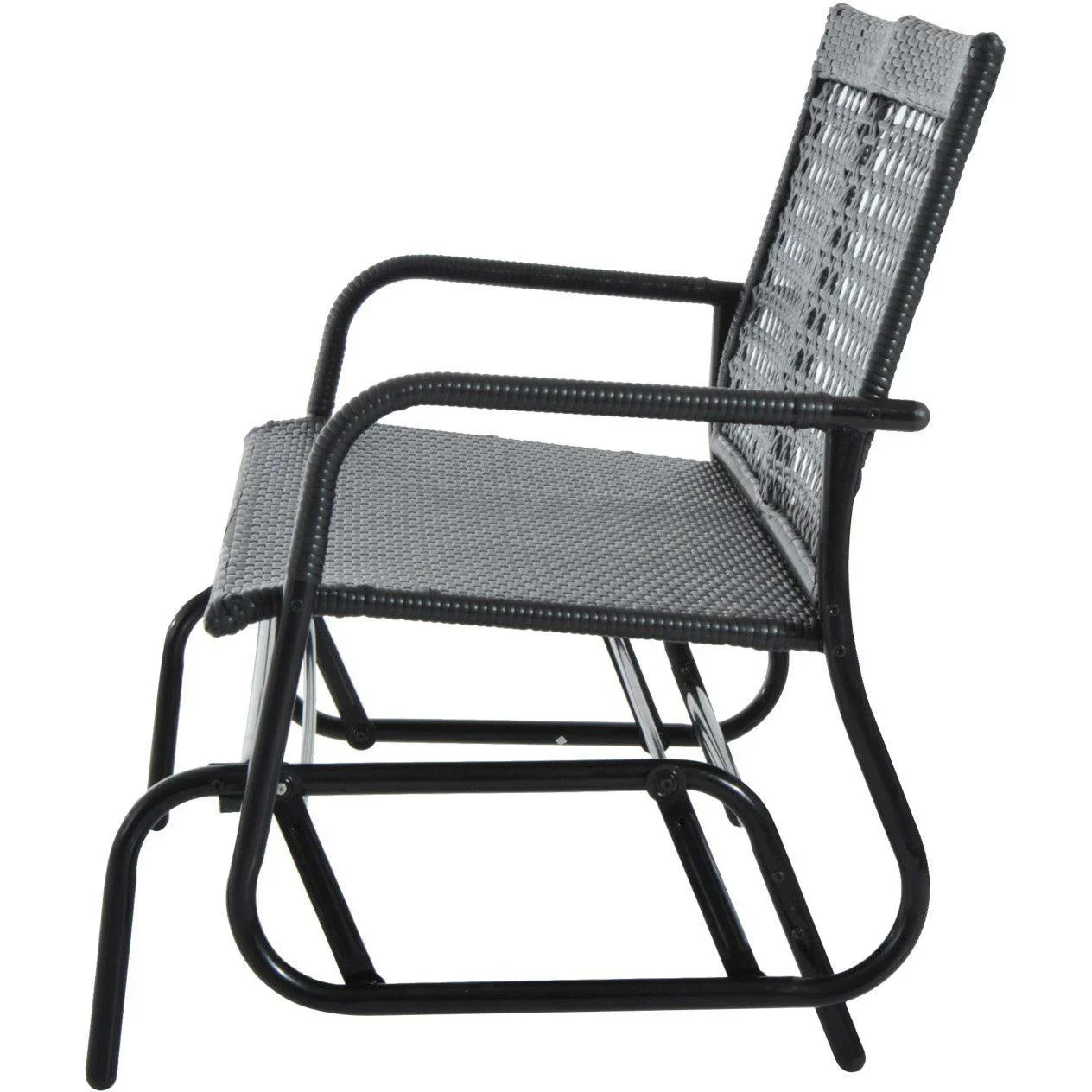 Schaukelbank Gartenschaukel Polyrattan 2-Sitzer schwarz - 0