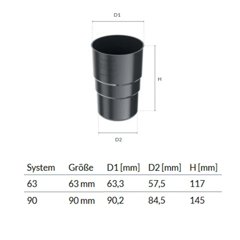 Fallrohrverbindung/-muffe graphit System 63-0