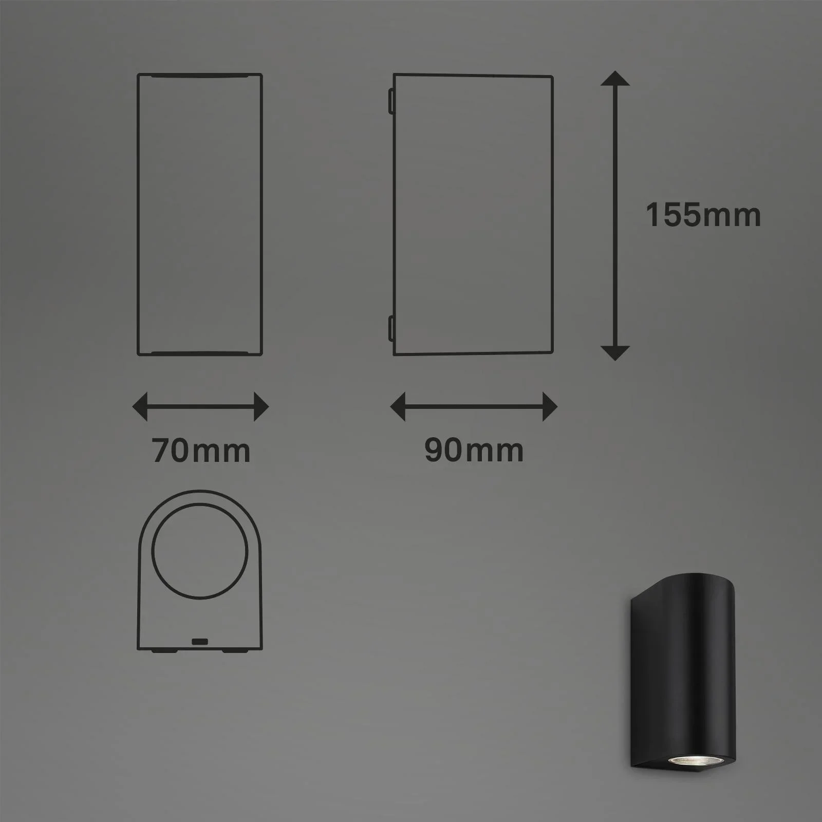 LED Außenleuchte, 2-flammig, IP44, schwarz, GU10 Fassung,  inklusive 2 x LED Leuchtmittel, 4,7 Watt,  400 lm, 4.000 K - 3