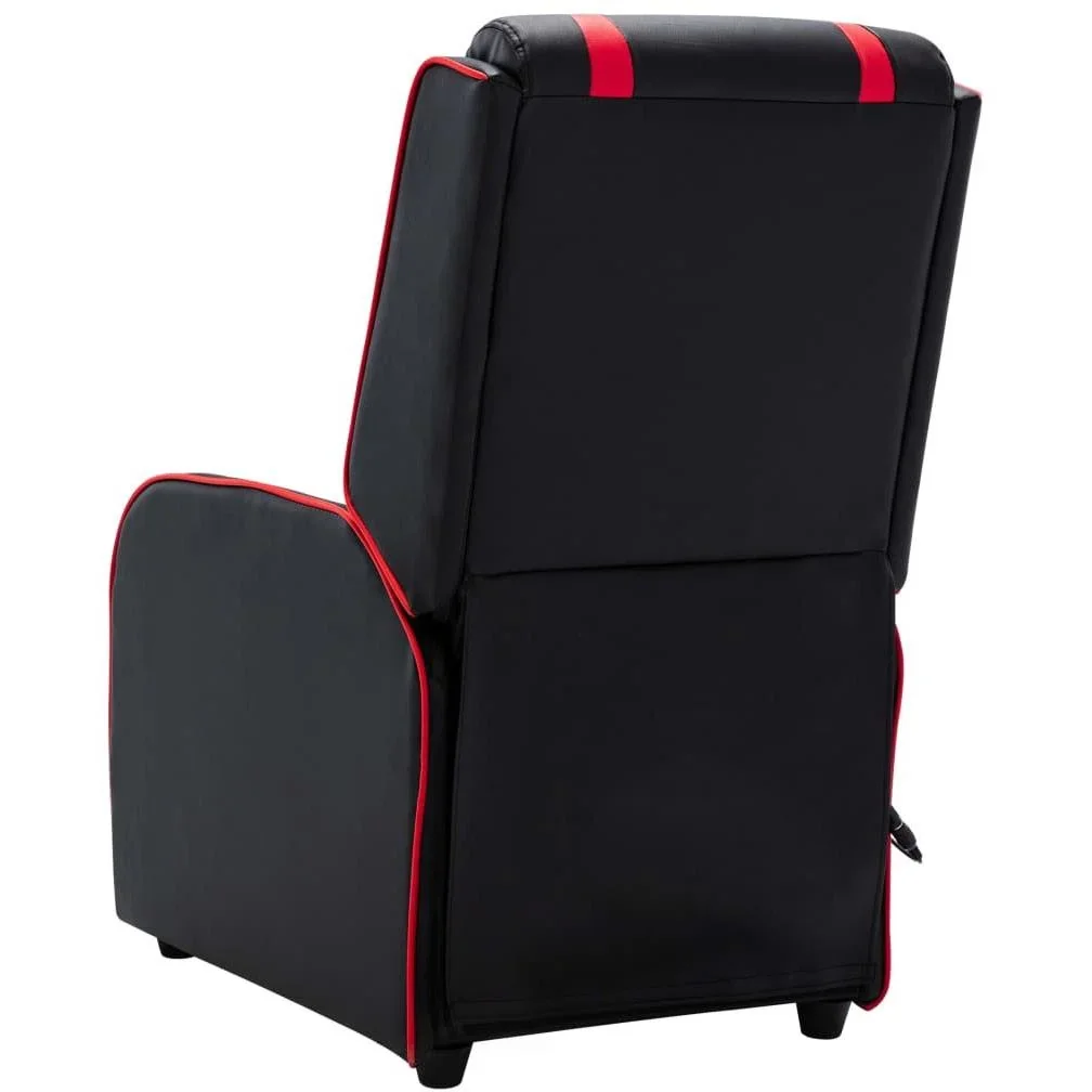 Massagesessel verstellbar Kunstleder schwarz und rot - 0