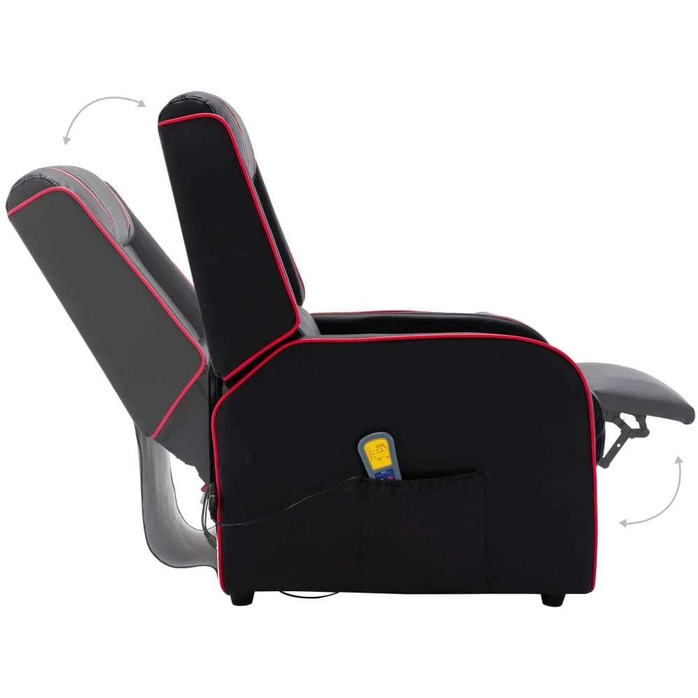 Massagesessel verstellbar Kunstleder schwarz und rot - 2