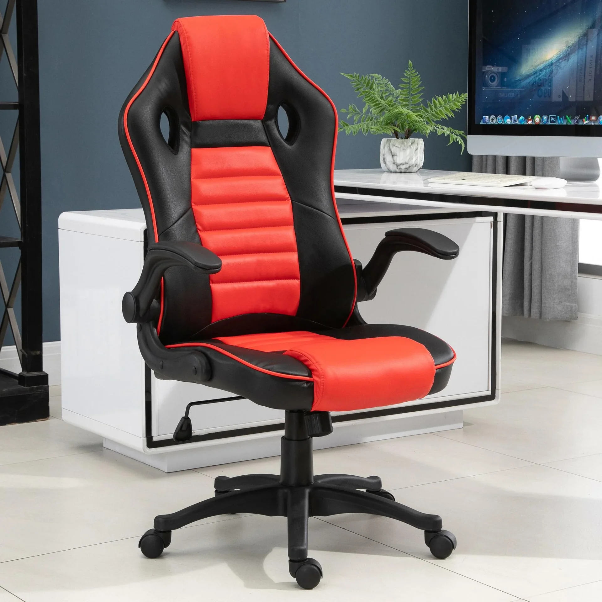 Bürostuhl für Spielautomaten, rot, schwarz - 4