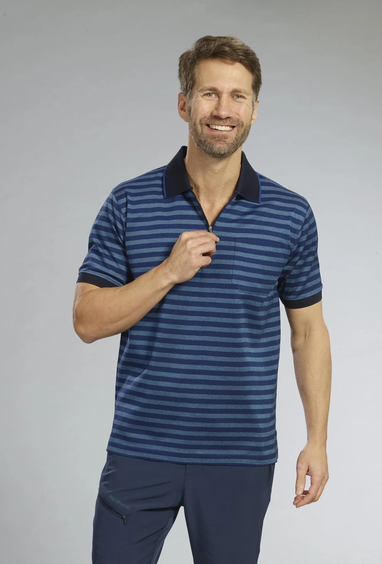 Poloshirt, Farbe marine gestreift, Gr.M - 2