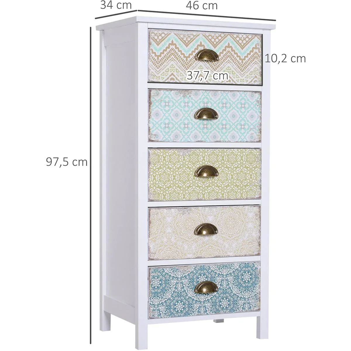 Schubladenkommode im Shabby Chic Look bunt - 1