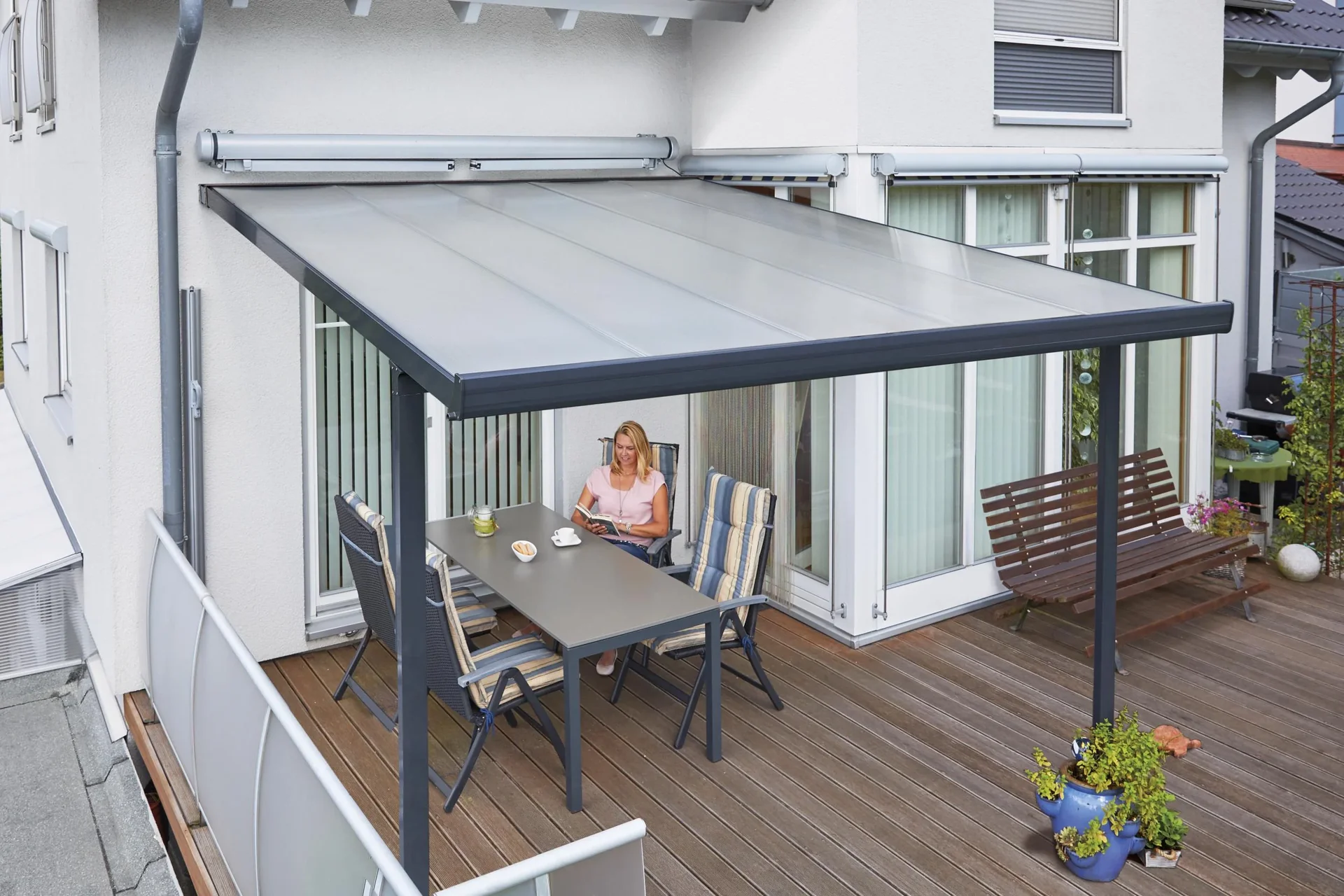 Terrassendach Bausatz, Farbe anthrazit, 3060 x 4060 mm - 6