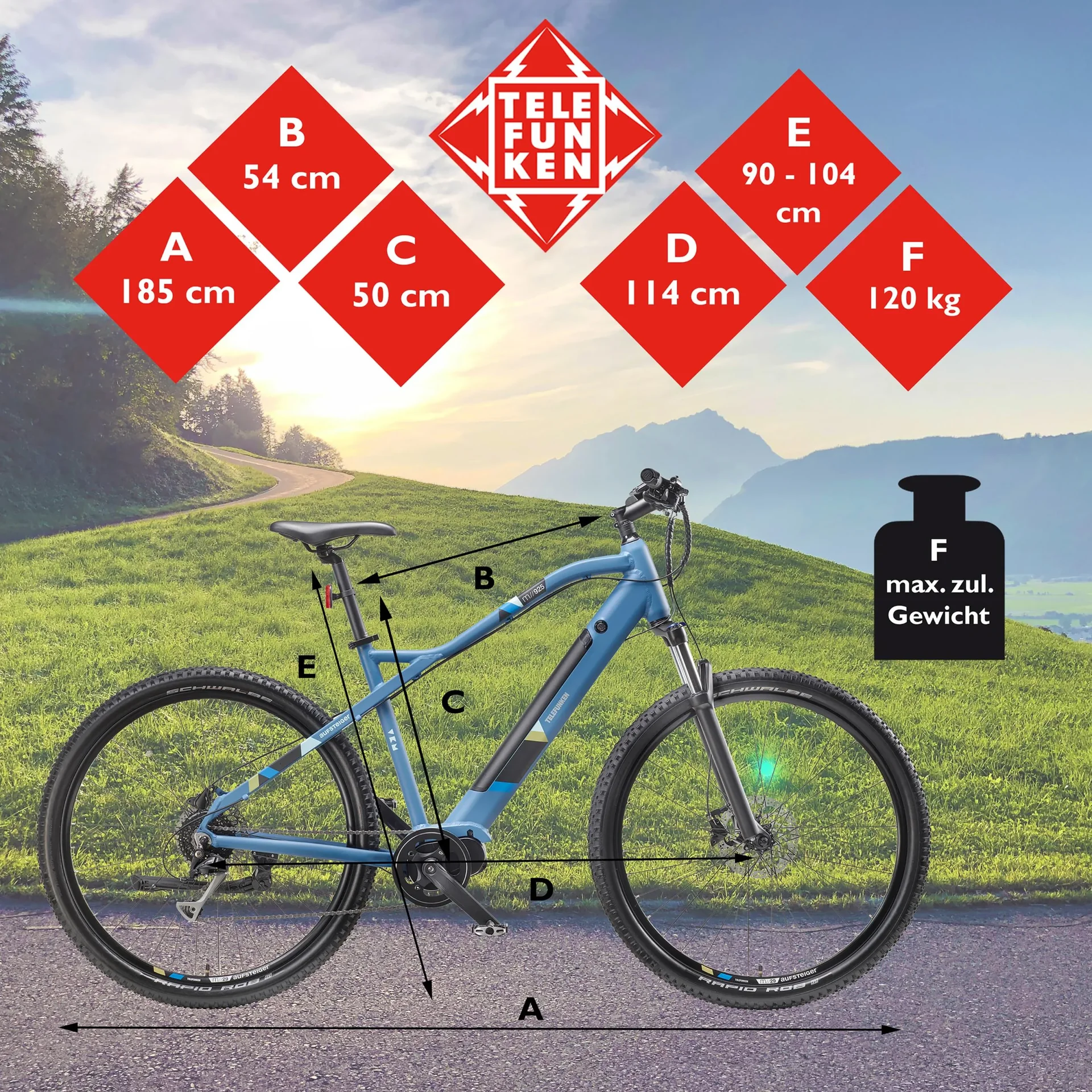 Unisex Alu MTB E-Bike, 29 Zoll, 8-Gang Kettenschaltung, blau, Aufsteiger M925 Hardtail - 0