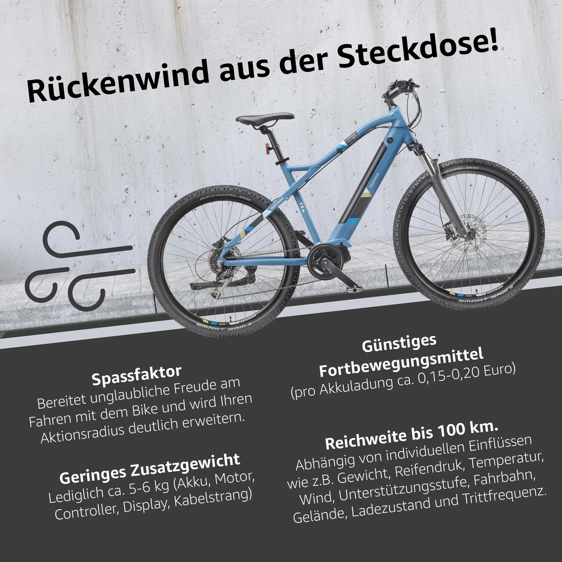 Unisex Alu MTB E-Bike, 29 Zoll, 8-Gang Kettenschaltung, blau, Aufsteiger M925 Hardtail - 6