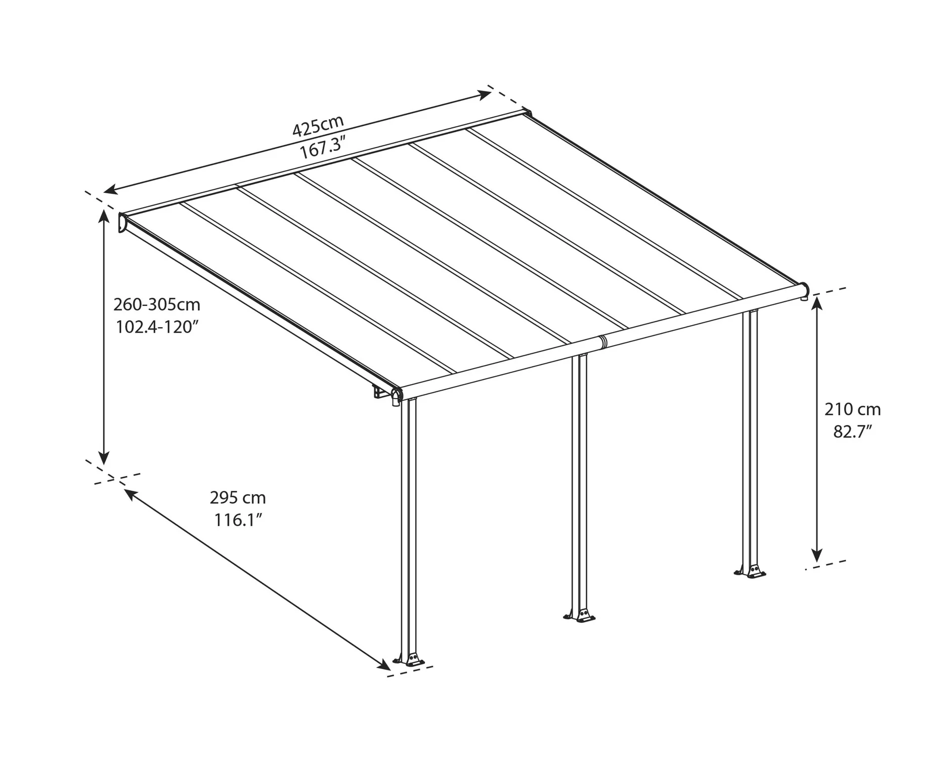 Terrassendach „Olympia“, Weiß, 3 x 4,25 m - 6