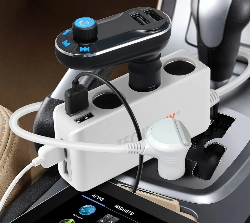 Universales Autoladegerät mit 4 USB-Anschlüssen und 3-fach KFZ-Verteiler - 3