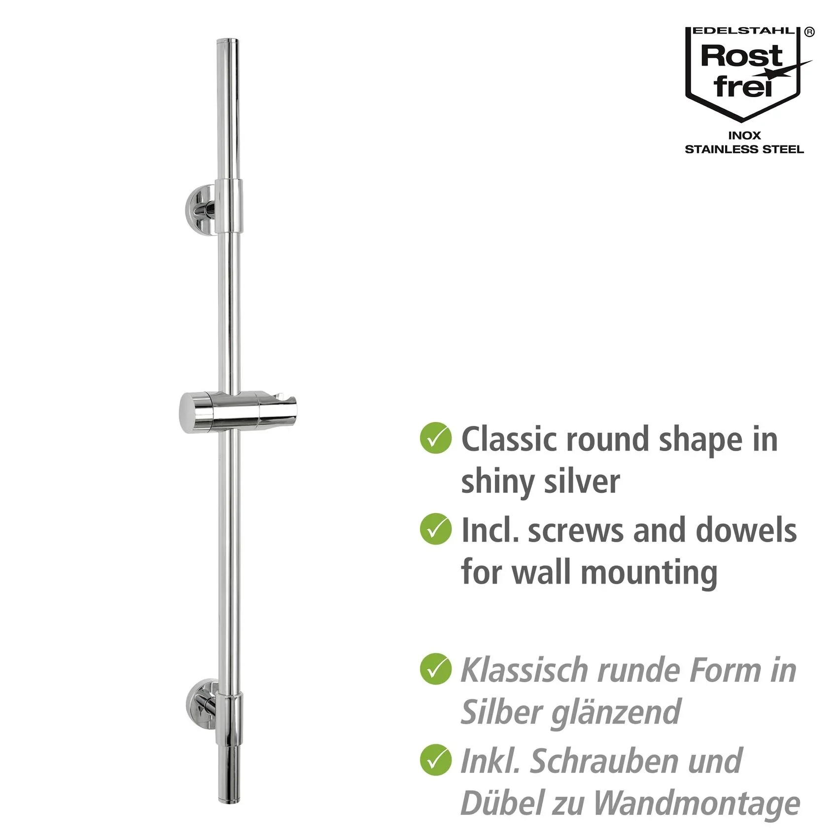 Duschstange Basic Chrom, 66 cm - 0