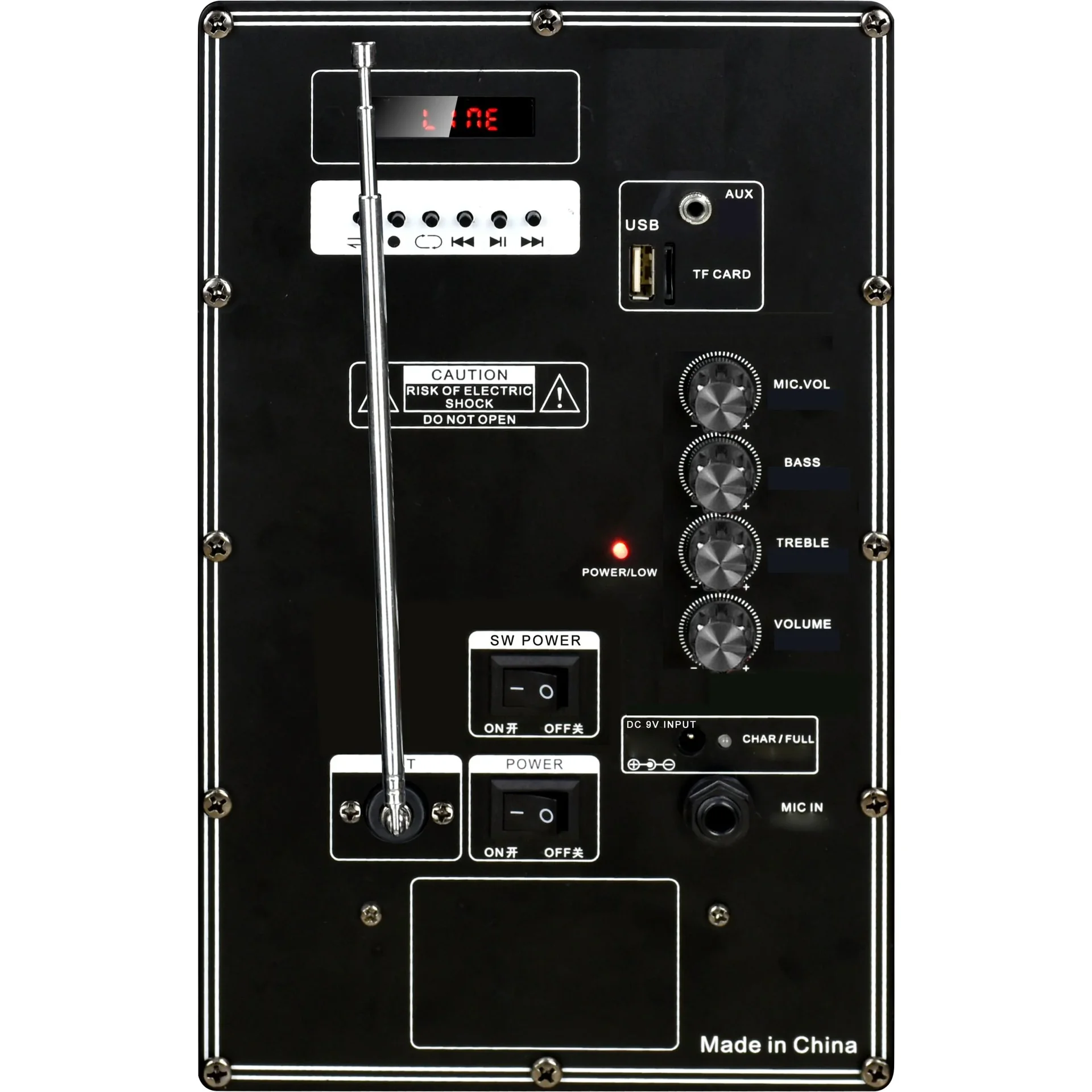 VT-6315 Mobiler batteriebetriebener Lautsprecher mit Bluetooth, 1 drahtloses Mikrofon, 1 kabelgebundenes Mikrofon und LE - 5