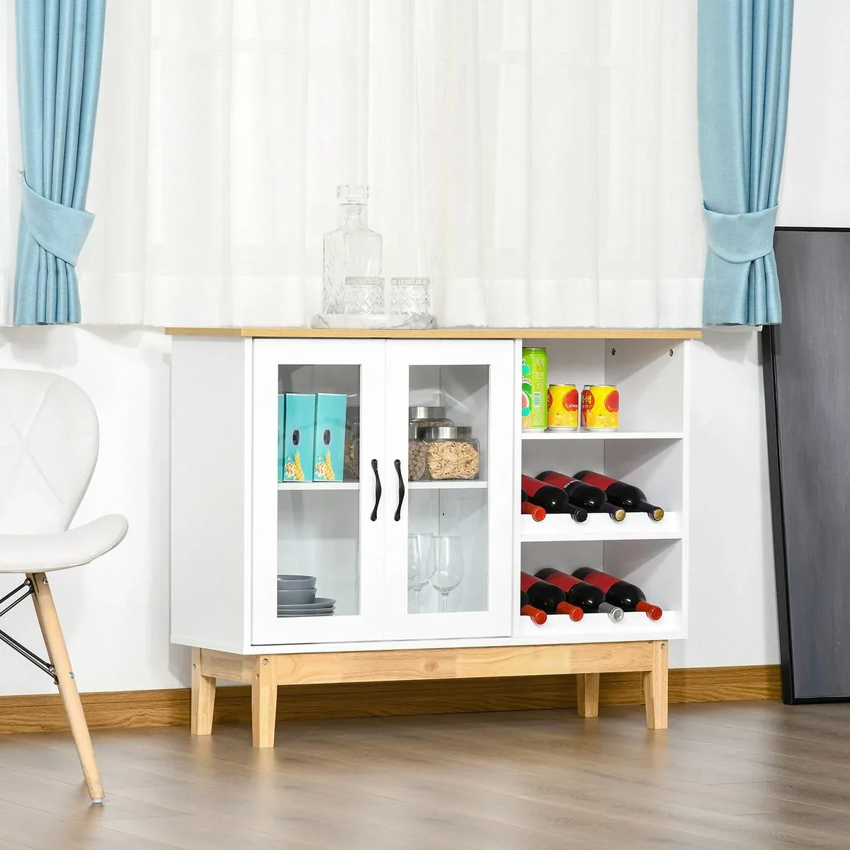 Weinschrank mit Glastür Weinregal - 0
