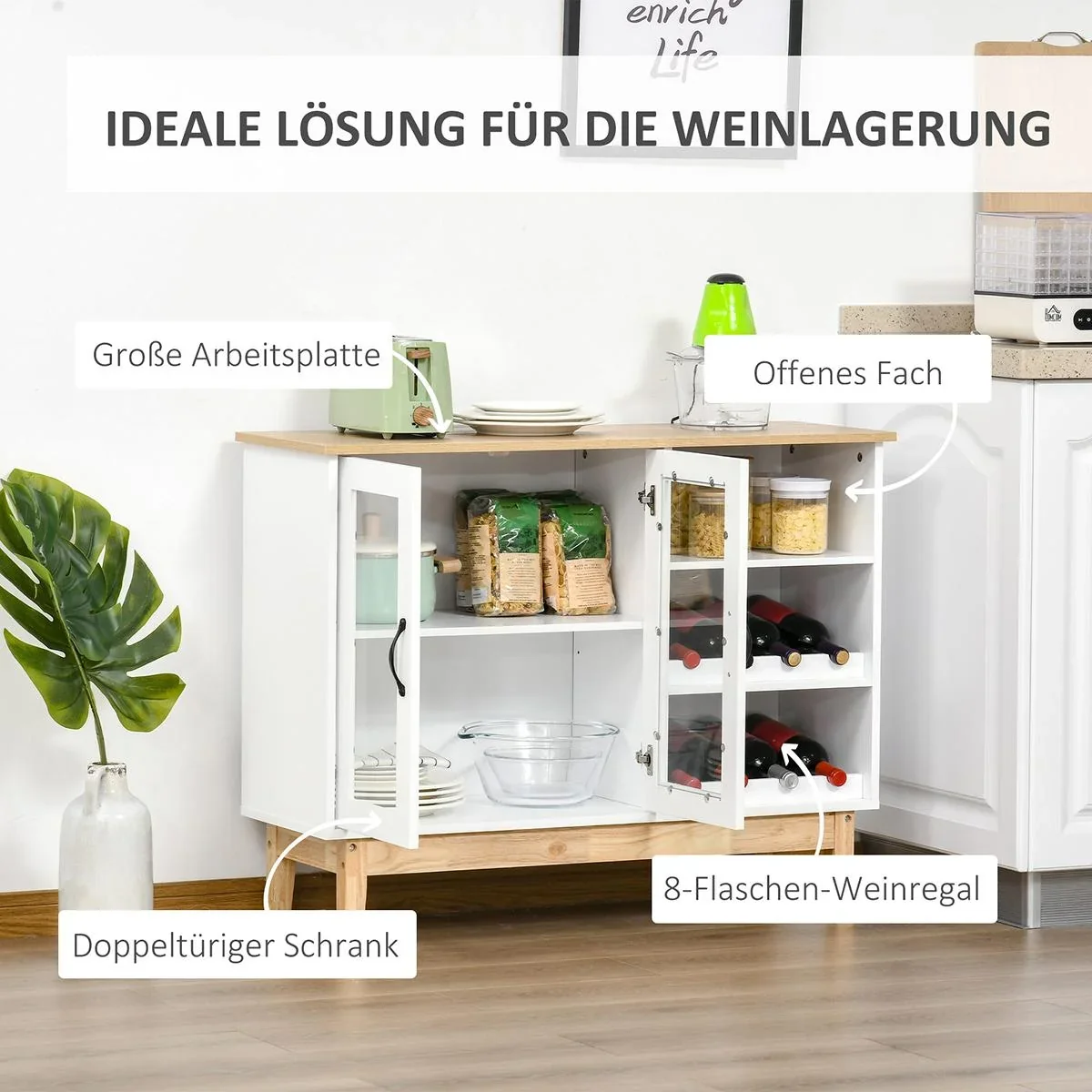 Weinschrank mit Glastür Weinregal - 4