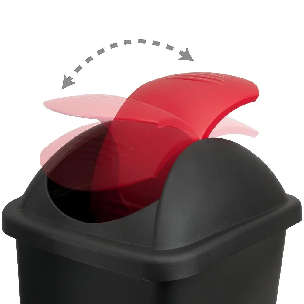 Abfallbehälter schwarz/rot 60 Liter - 0