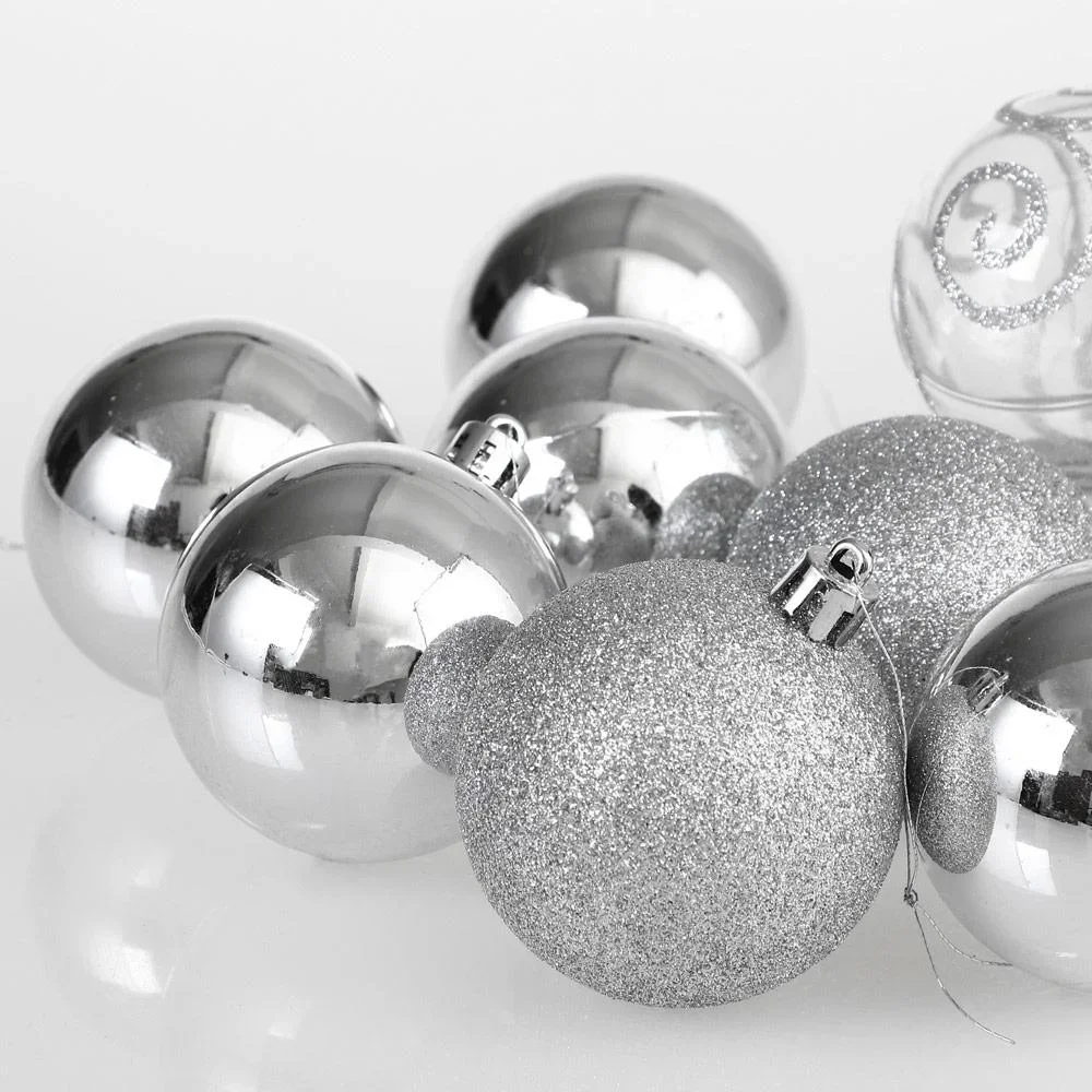 Weihnachtskugeln - 102 Stück - silber - 4
