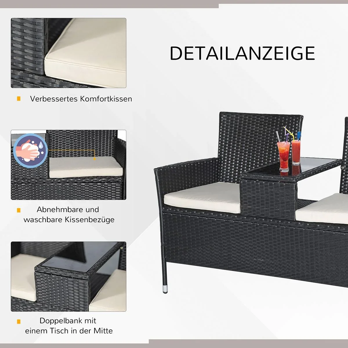 Polyrattan Gartenbank - 1