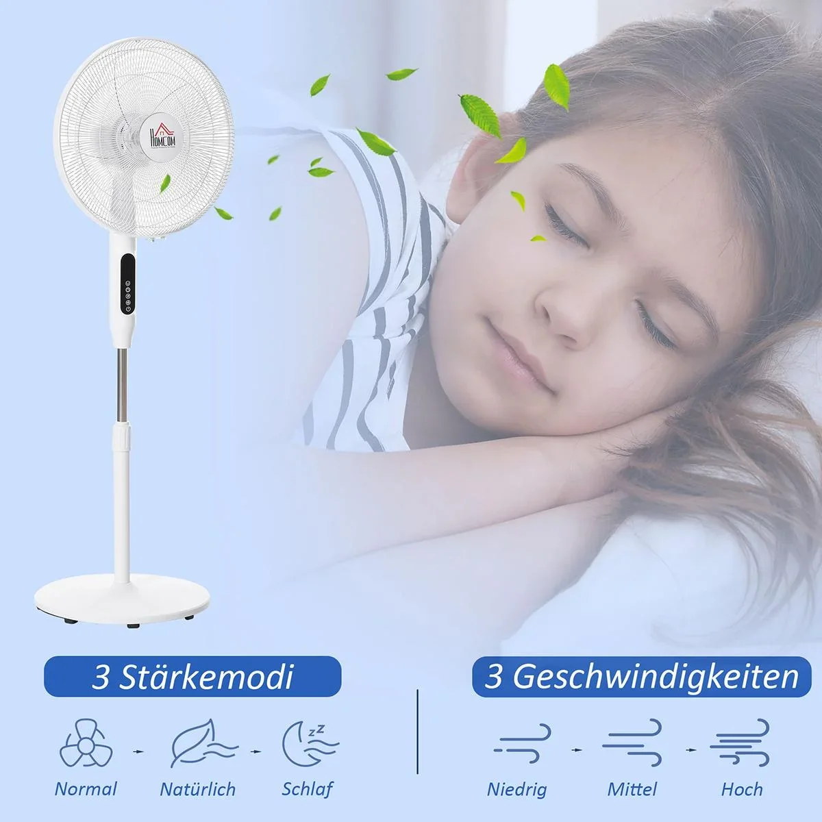 Standventilator mit 3 Belüftungsstufen schwarz/weiß - 3