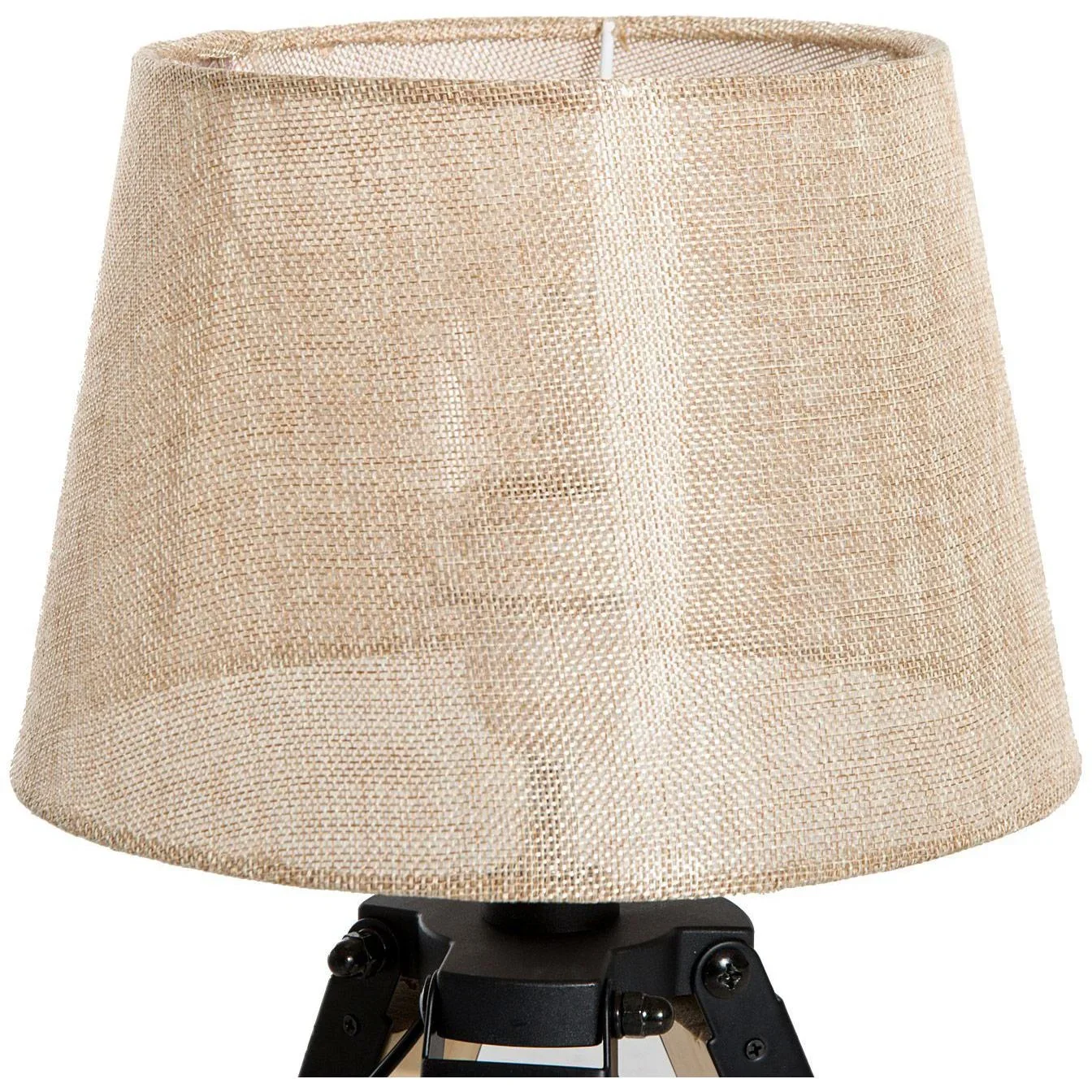 Tischlampe Dreibein Tischleuchte E27 Leinenoptik Kiefer Beige - 3