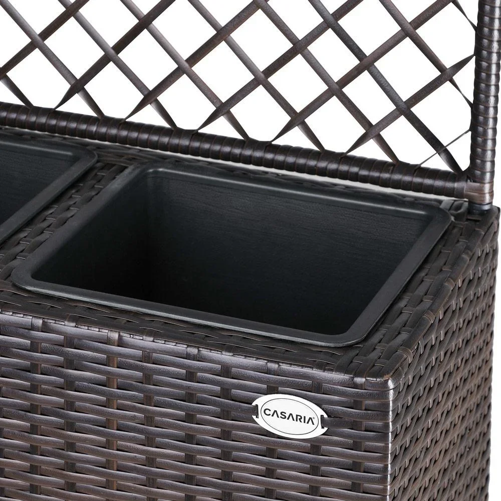 Polyrattan Pflanzgefäß mit Spalier Braun - 1