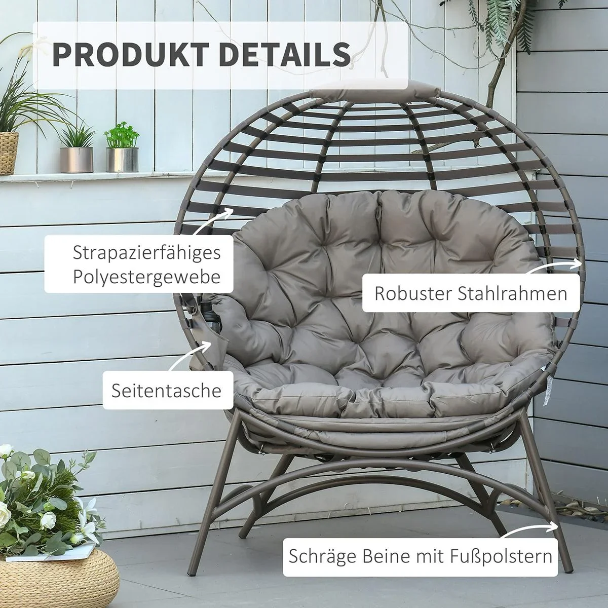 Papasansessel Gartenstuhl 2 sitzer - 0