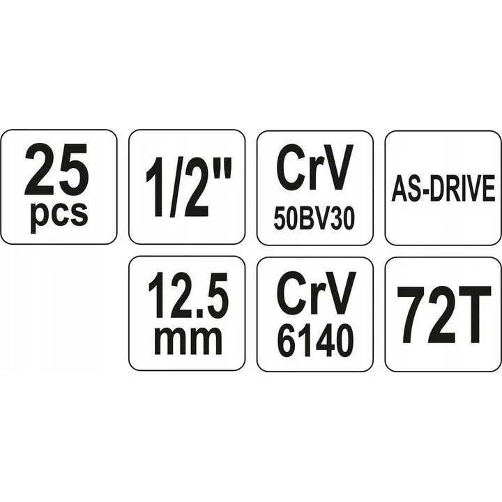 YATO Set von Sechskantschlüsseln und Zubehör - 25 Teile - 1