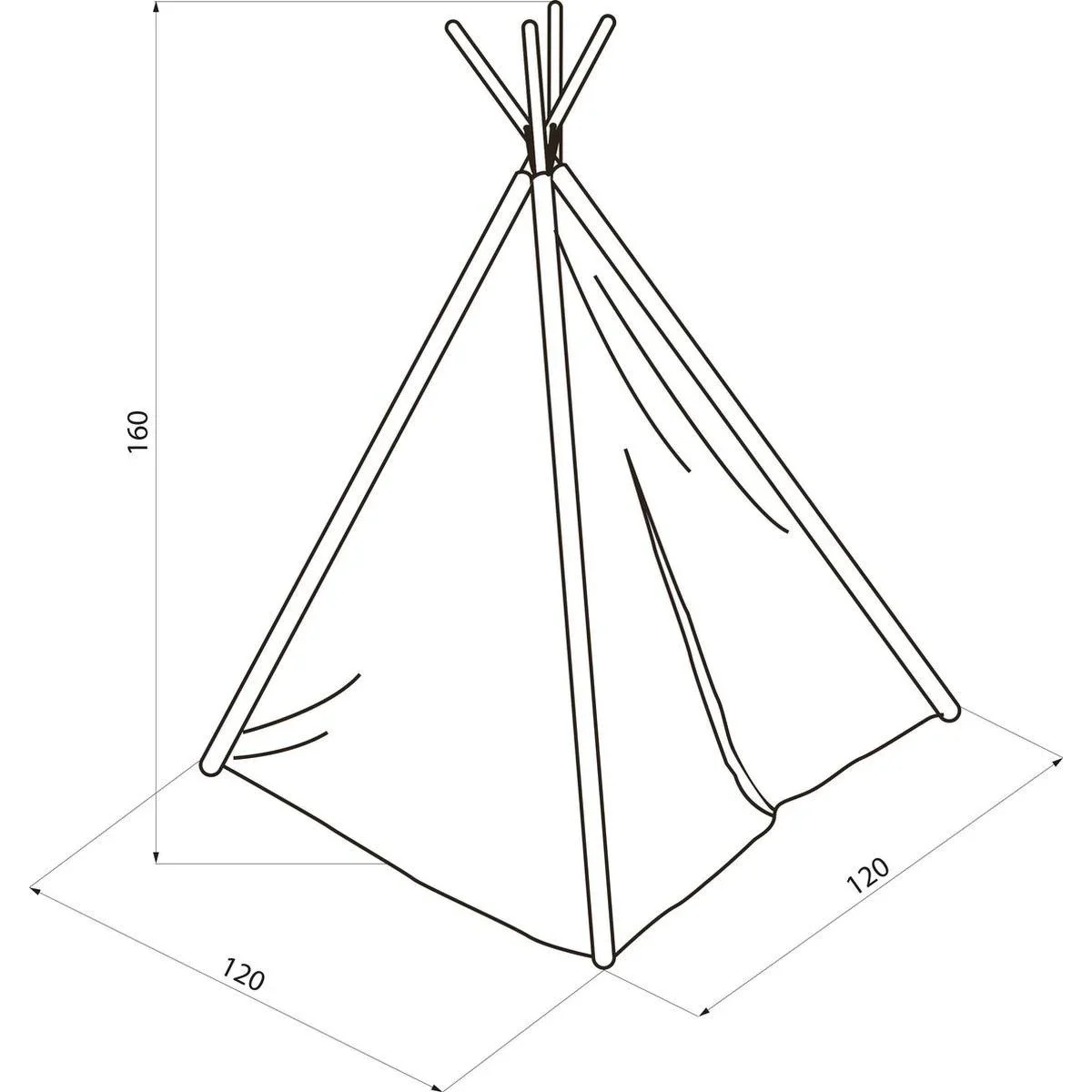 Weltkarte Tipi-Zelt | Schwarz und Weiß | Wigwam Spielzelt|100% Baumwolle|120x120x160cm - 8