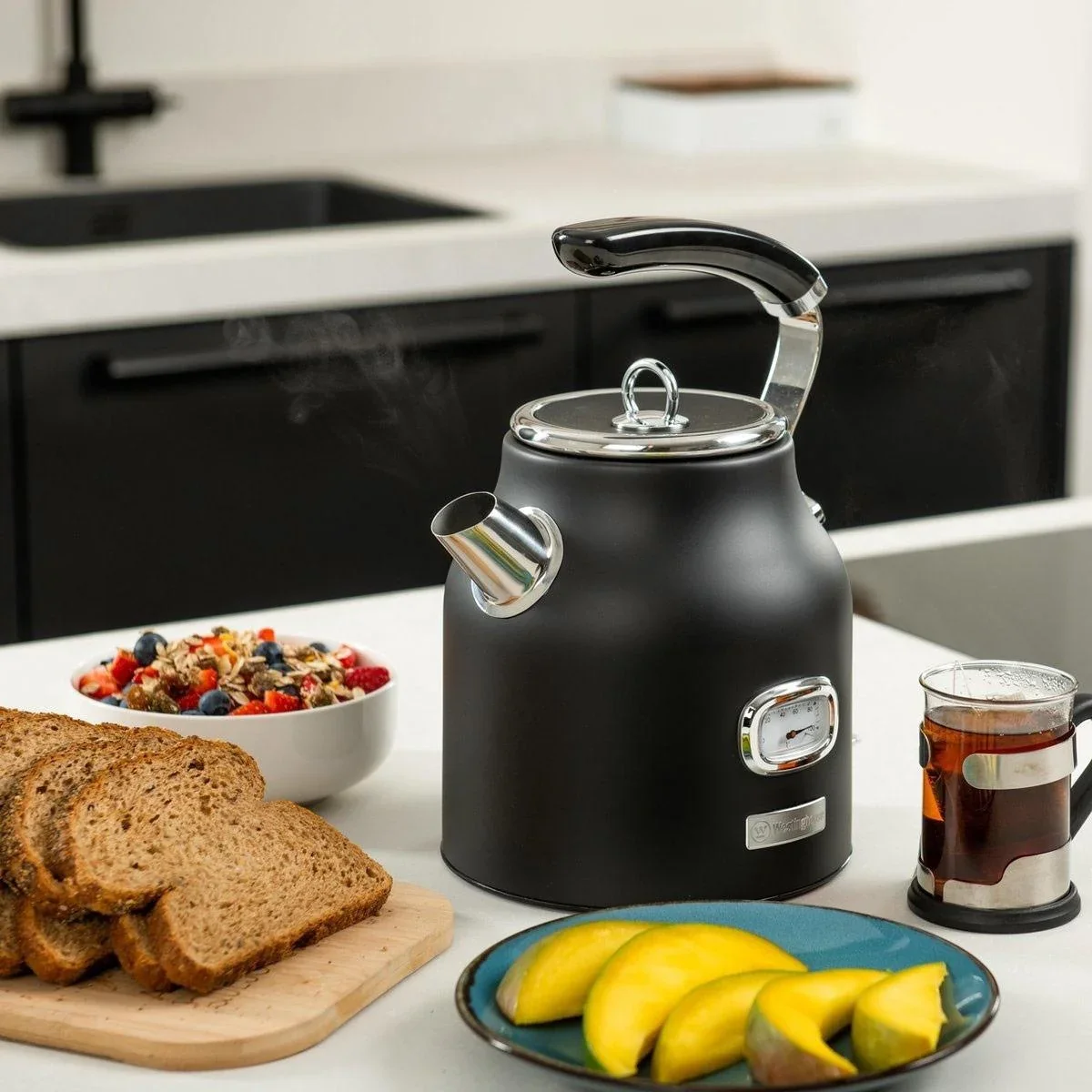 Retro-Wasserkocher - 1,7 Liter - Schwarz - 2