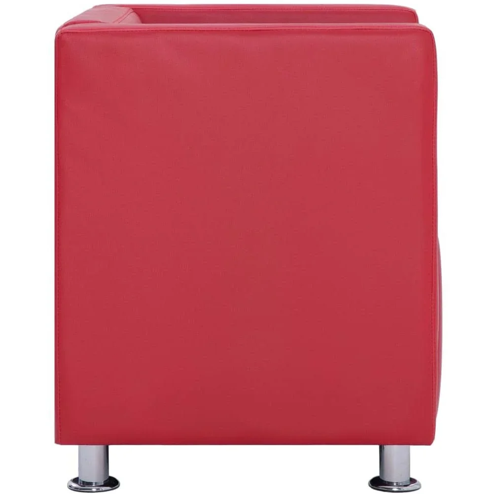Sessel Würfel-Kunstleder rot - 3