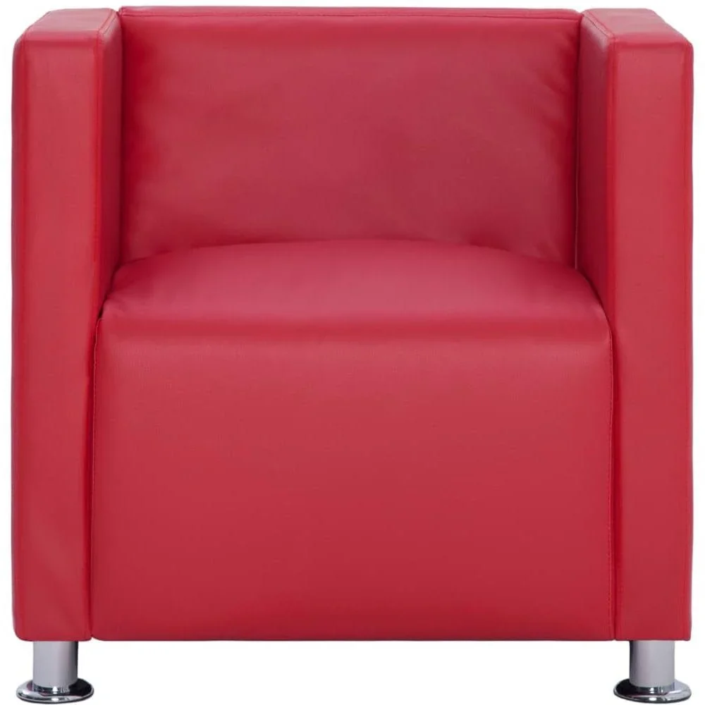 Sessel Würfel-Kunstleder rot - 4