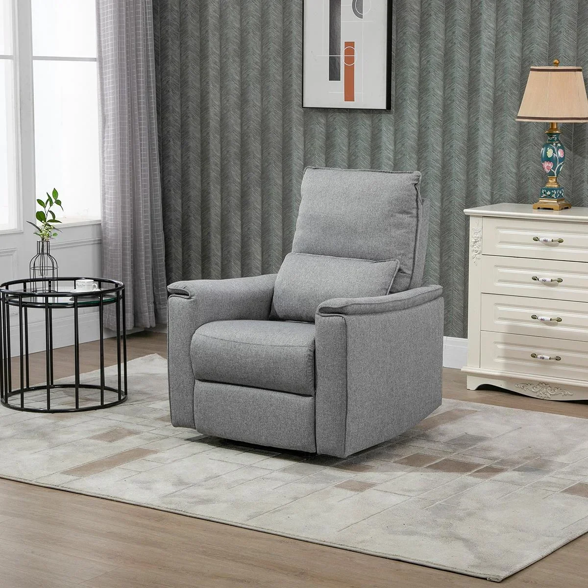 Relaxsessel Liegesessel TV Sessel Einzelsofa 150° neigbar Fernsehsessel Polyester Grau 83 x 90 x 104 cm - 2