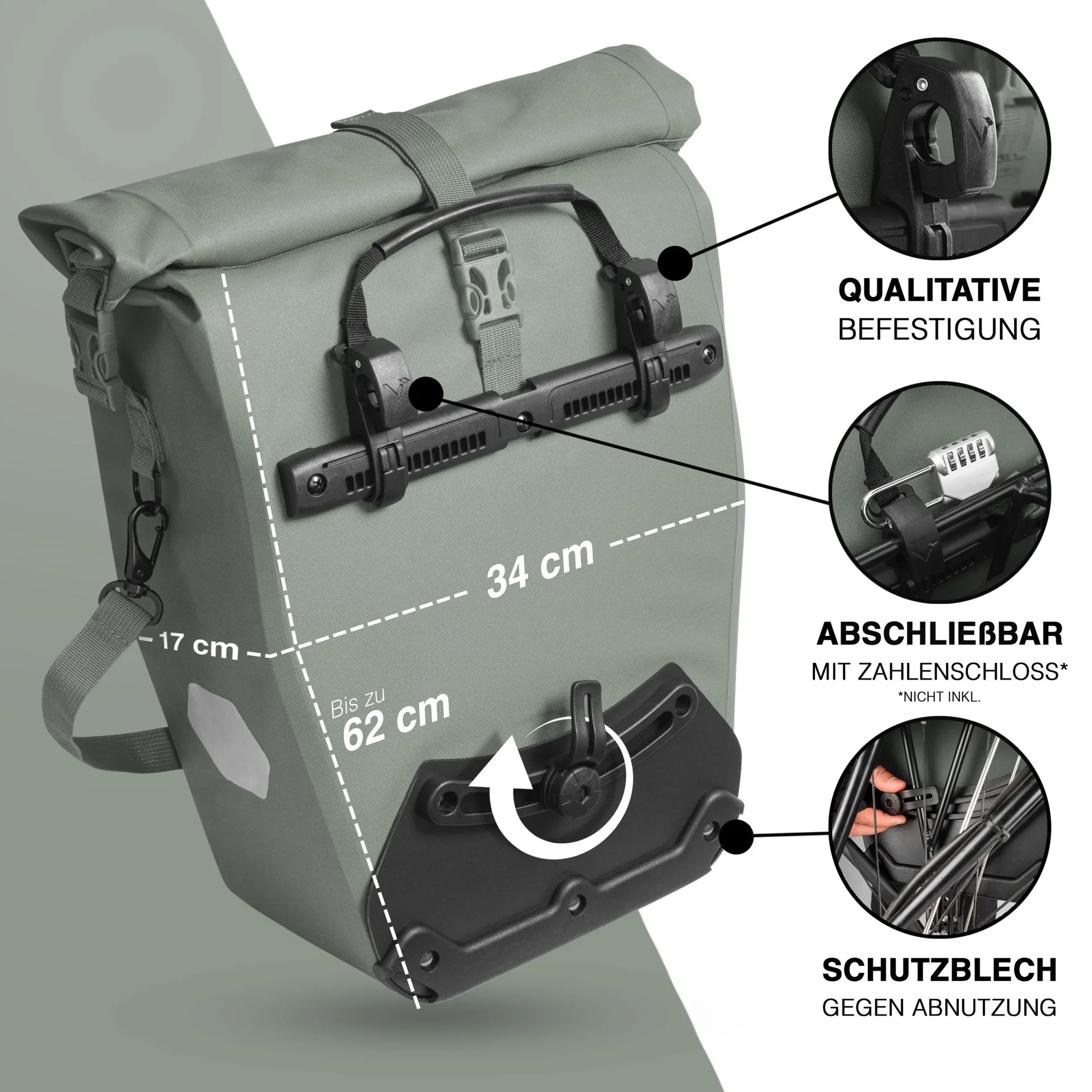 ValkOcean Gepäckträgertasche, Grün - 0