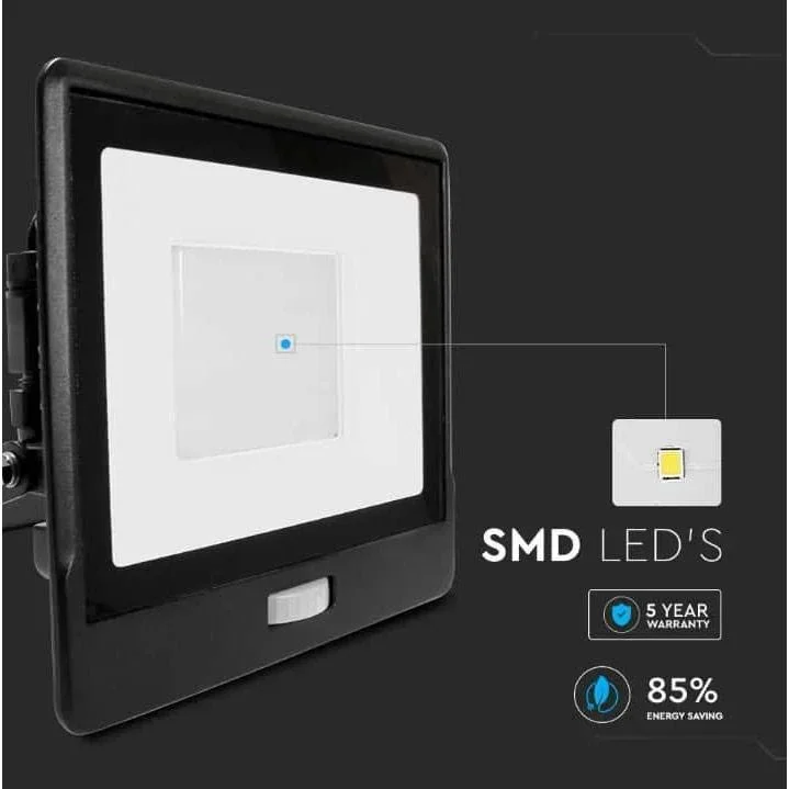 VT-158S LED-Flutlicht mit Sensor - 50 W - 4000 Lm - 3000K - Schwarz - 4