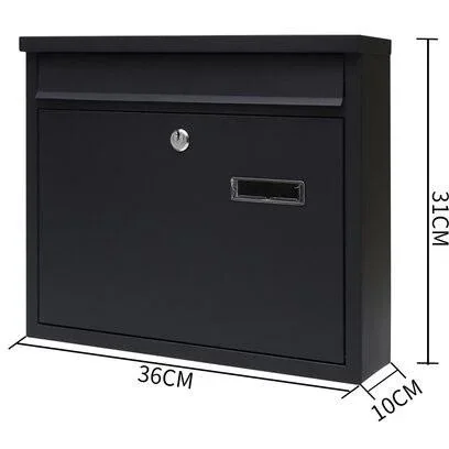 Briefkasten mit 2 Tasten - schwarz - 310x360x100 mm - 5