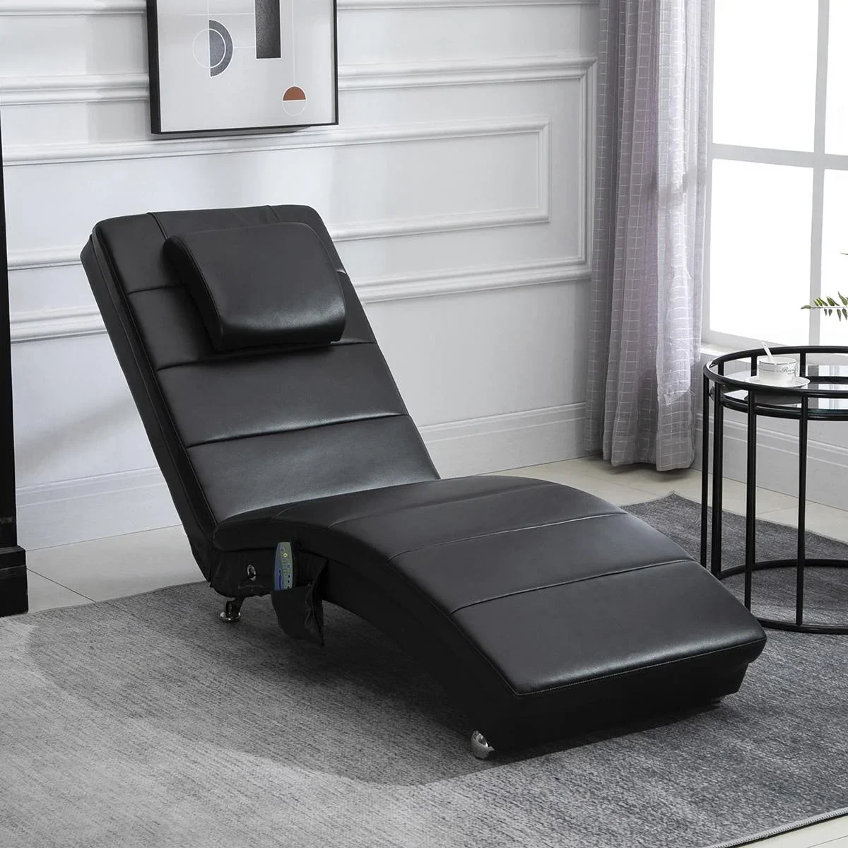 Fernsehsessel mit Zero-G Design, Lounge, Sessel, Liege, Kunstleder, MDF, Metall, Schaumstoff, Schwarz, 58 x 163 x 87 cm - 0