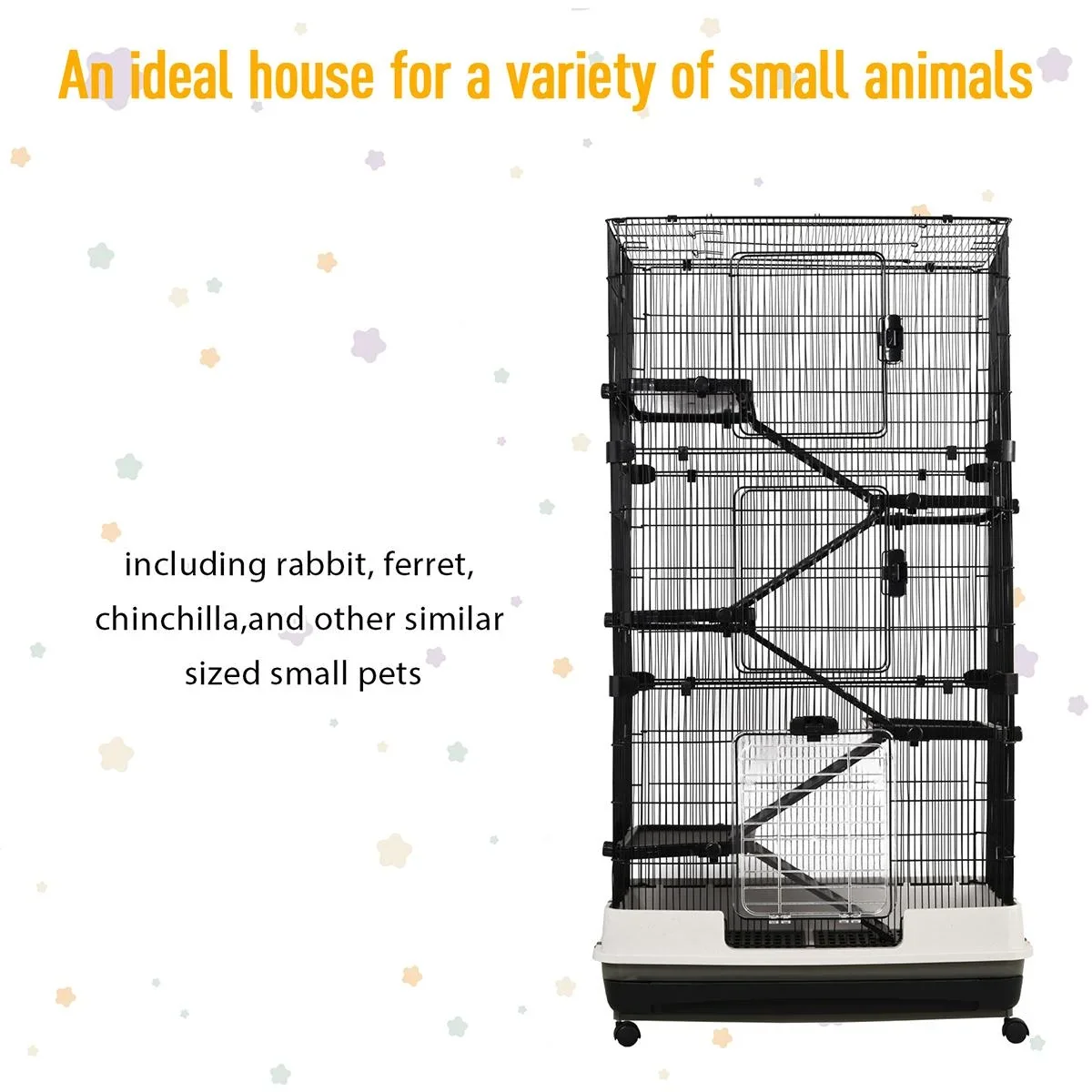 Kleintierkaninchen Käfig Meerschweinchen Chinchillas Stall Tierspielhaus mit Plattform Rampe Abnehmbares Tablett Stahl P - 0