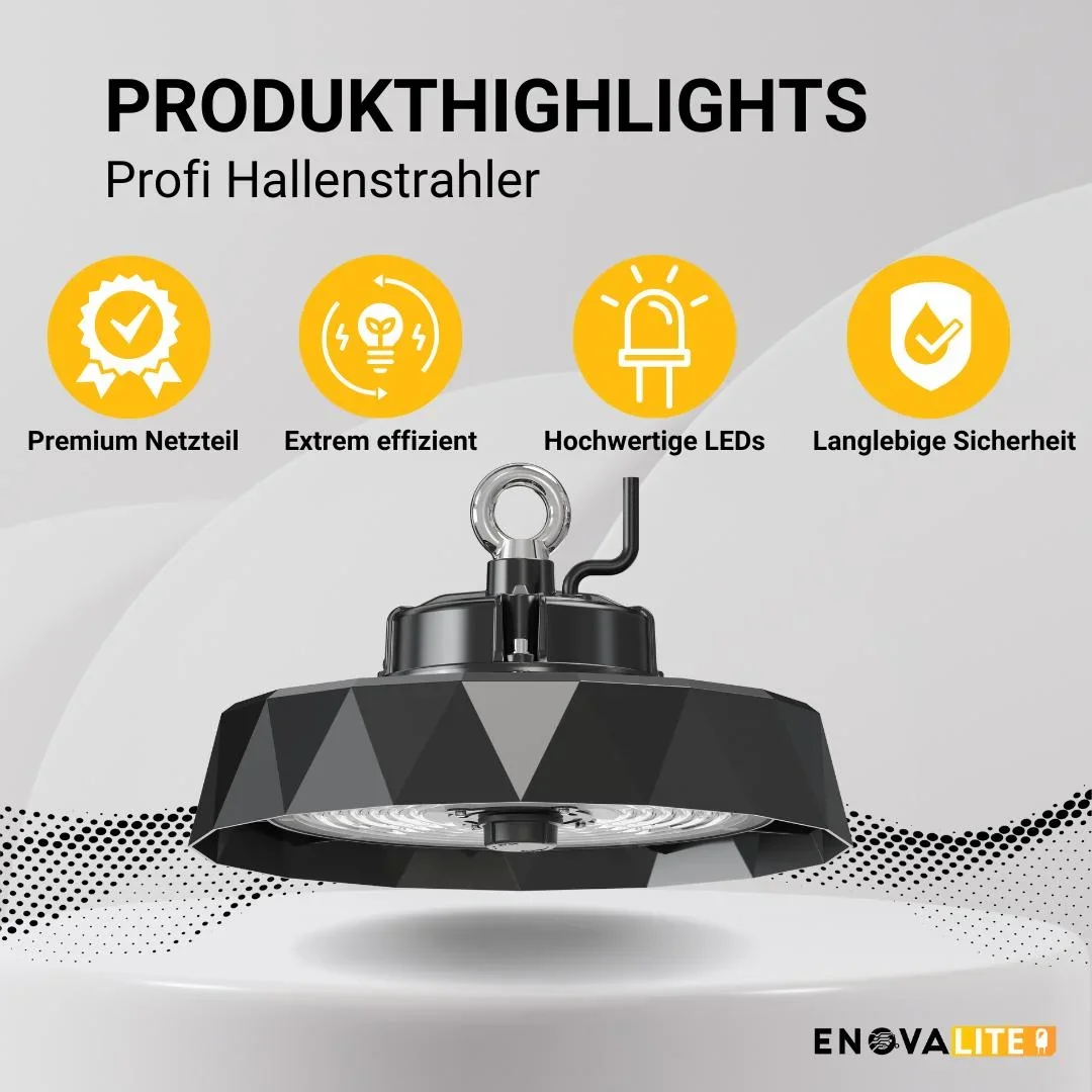 Die LED-HighBay PRO mit Diamant Design bietet 200 W, 30000 lm, 5000 K, IP65 Schutz, Philips Netzteil & Lumileds LED - 0
