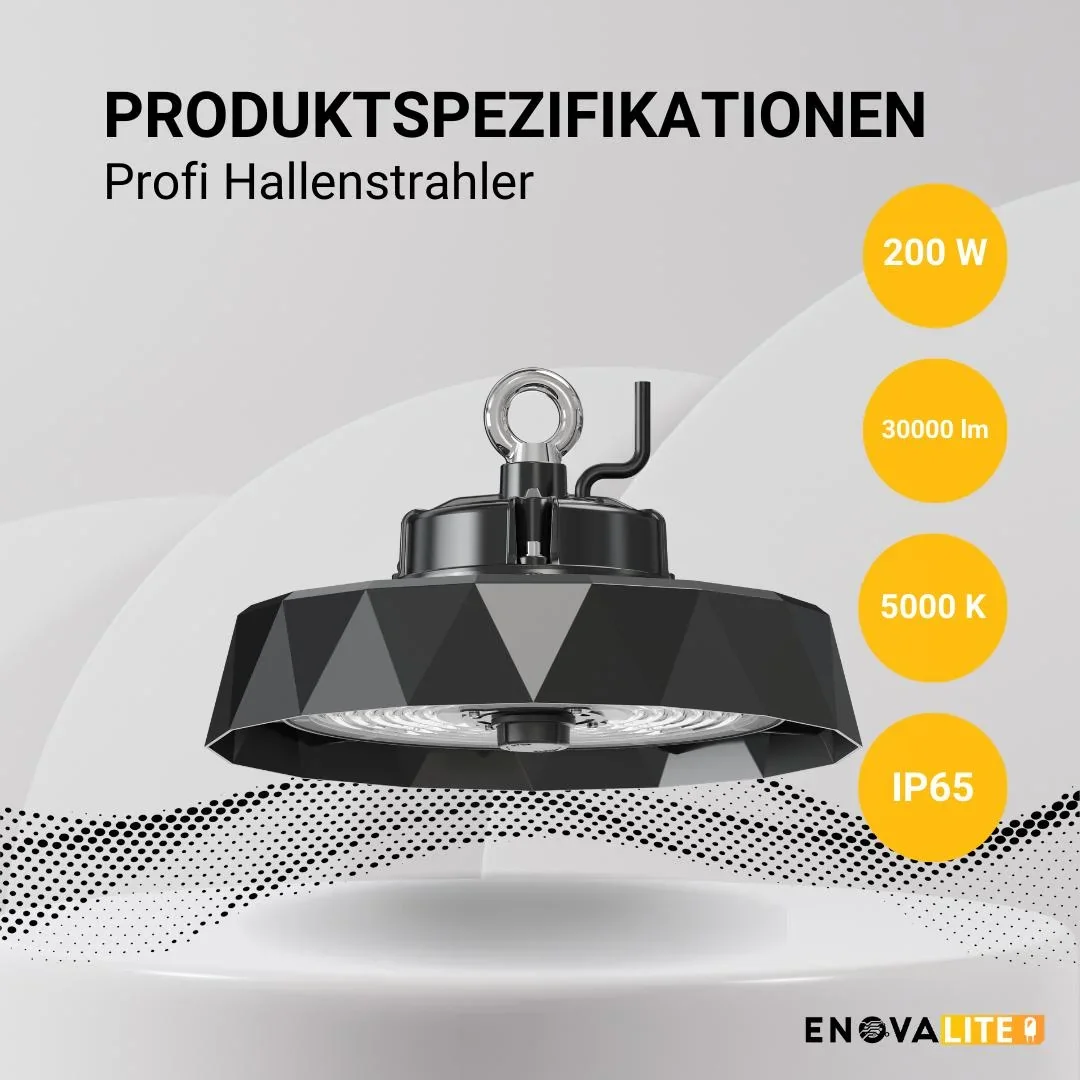 Die LED-HighBay PRO mit Diamant Design bietet 200 W, 30000 lm, 5000 K, IP65 Schutz, Philips Netzteil & Lumileds LED - 4