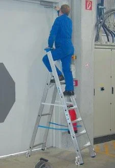 Stufen Stehleiter Alu 5 Stufen Leiter fahrbar - 0