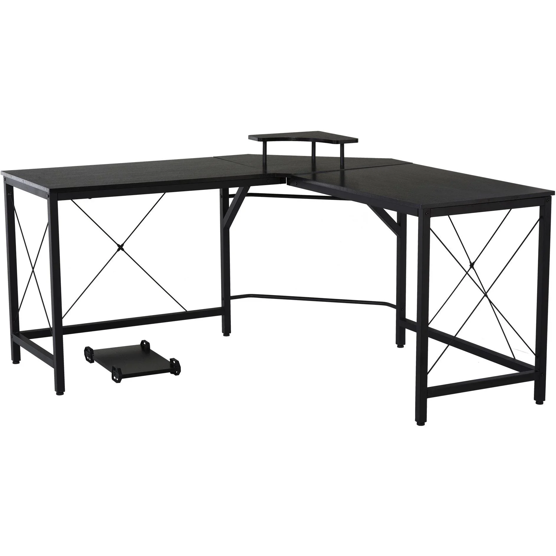 Eckschreibtisch L-förmig, schwarz - 3