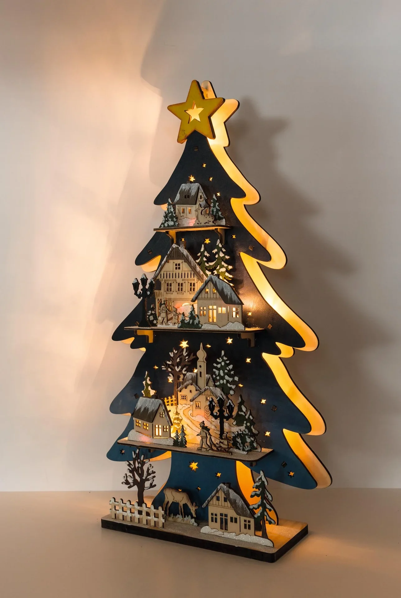 LED Holzleuchter Baum - 0