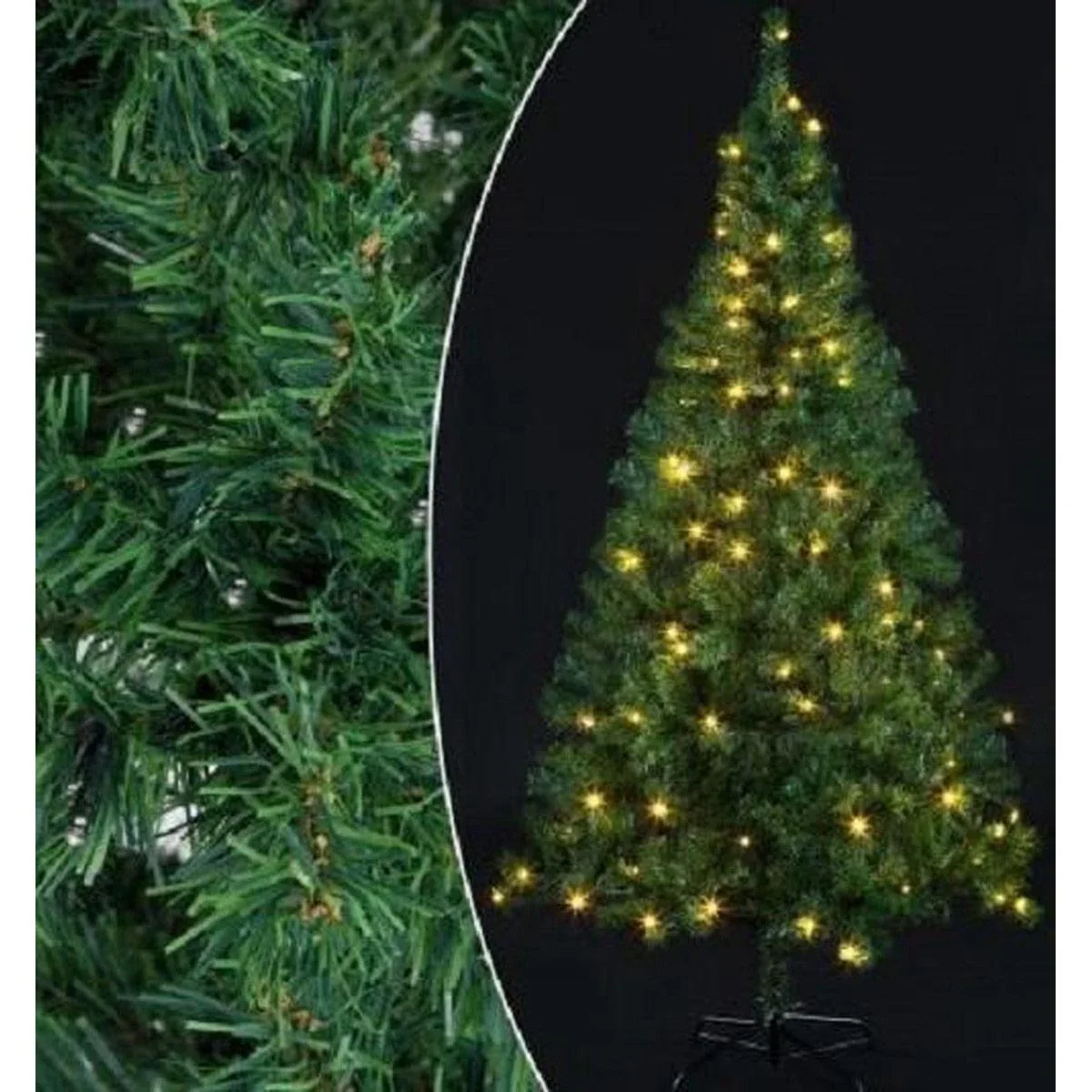 Weihnachtsbaum PVC inkl. Lichterkette und Ständer - 150cm - dunkelgrün - 0