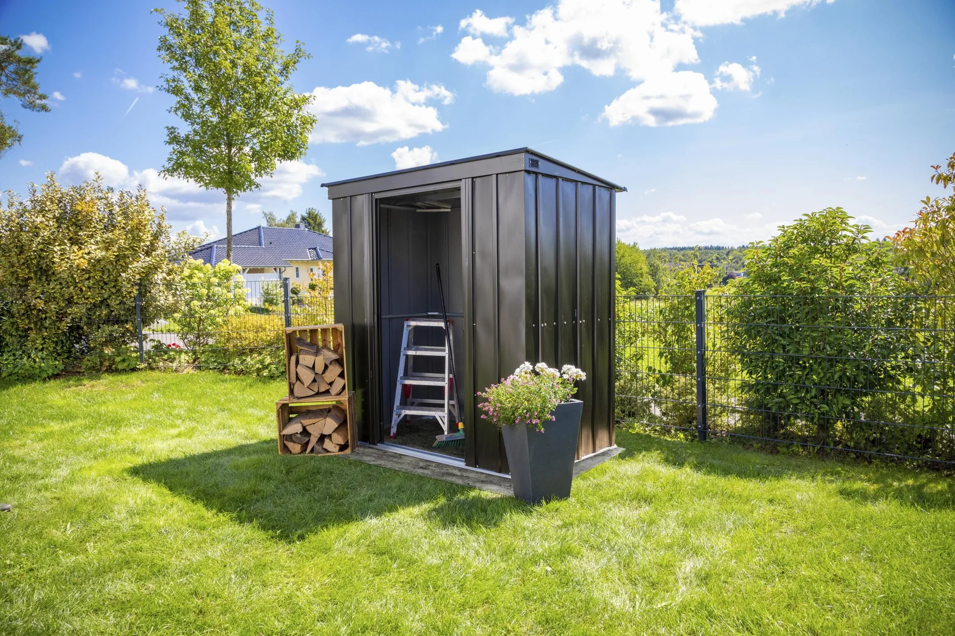 Metallgerätehaus 8x4 onyx schwarz - 3