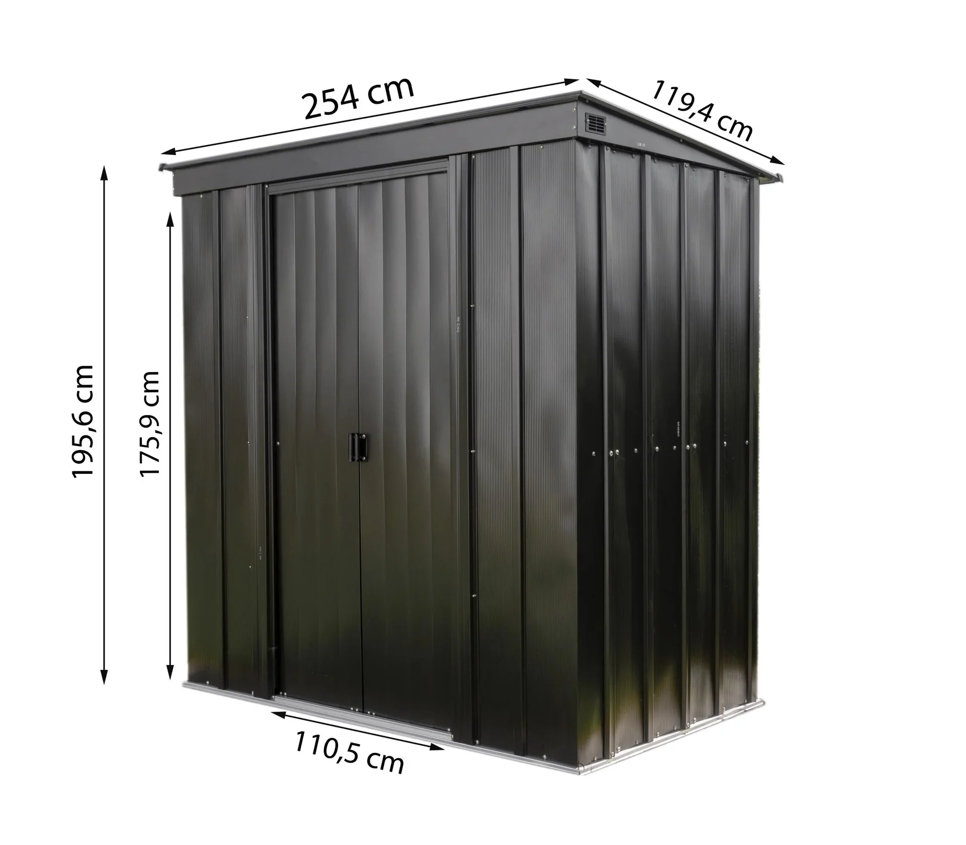 Metallgerätehaus 8x4 onyx schwarz - 6